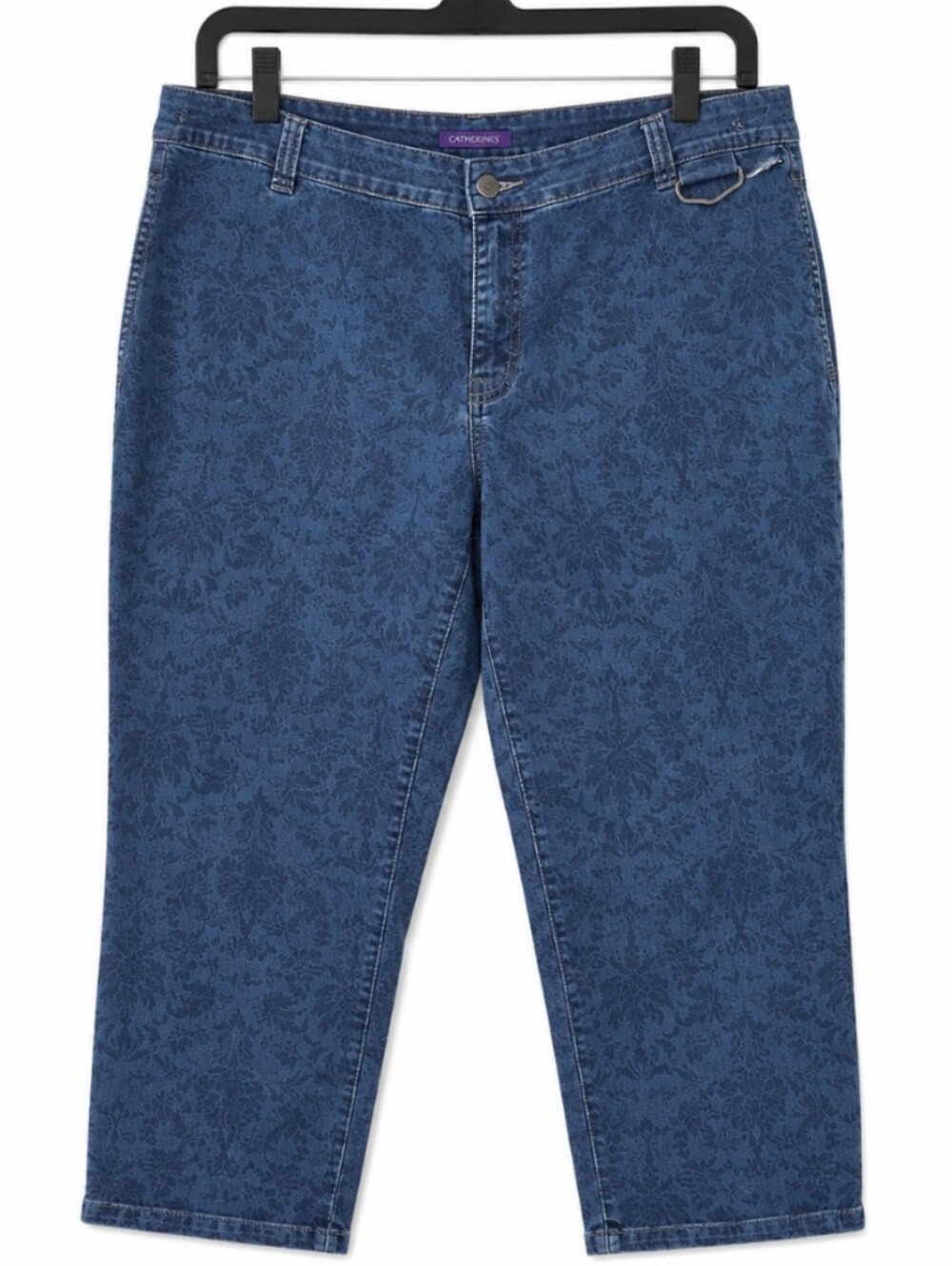 Catherines Blue Floral Scroll Design Spandex Blend Plus Size Jeans Sz 22W